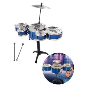 Mini Bateria Musical Infantil 5 Tambores 1 Prato E 2 Baquetas