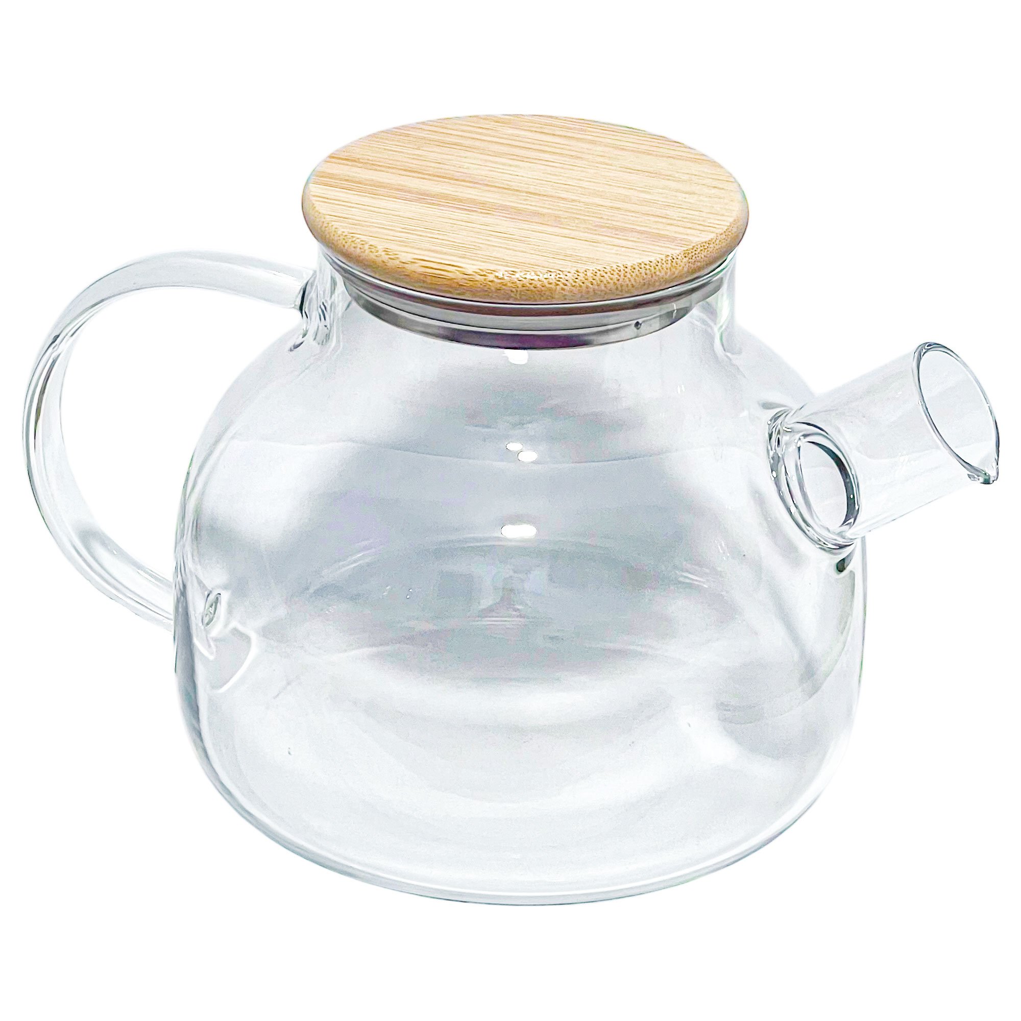Chaleira Bule De Vidro Com Tampa Bambu 1 Litro - Imagem 2