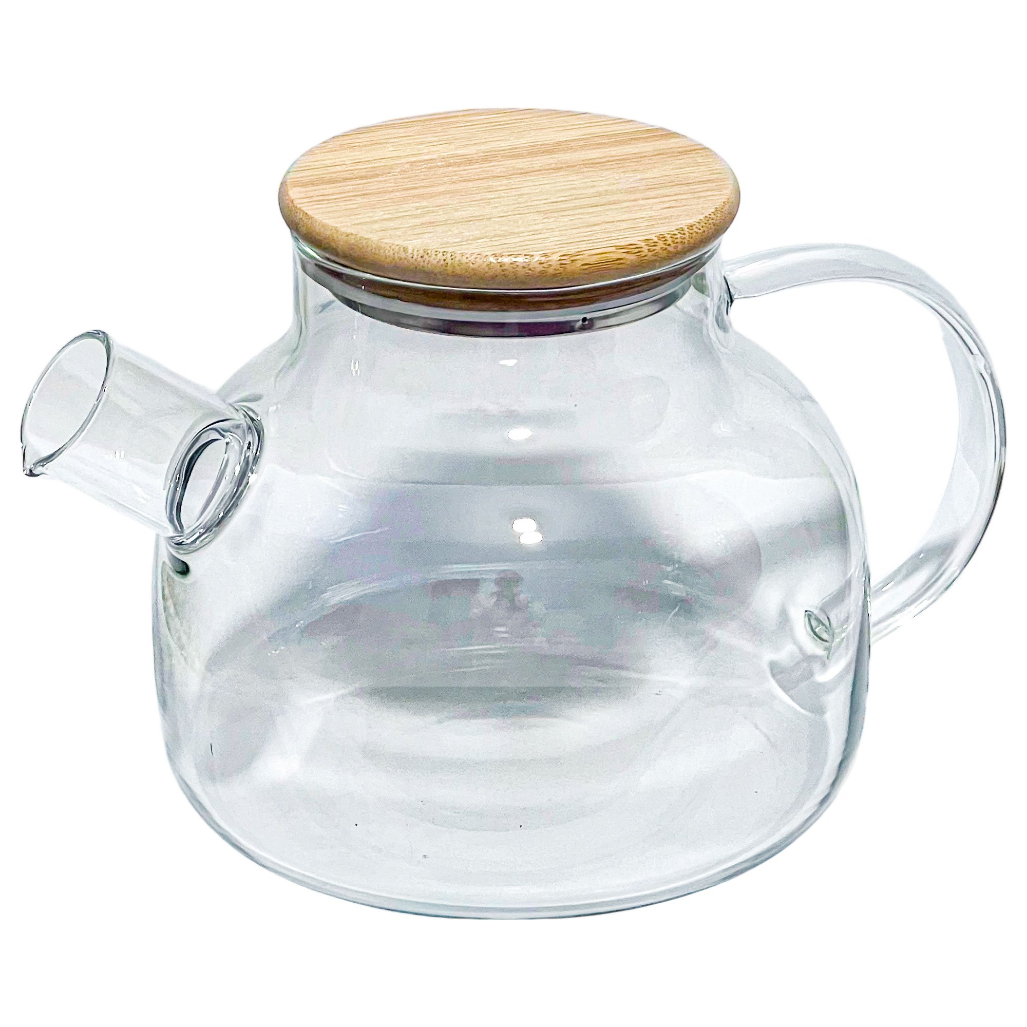 Chaleira Bule De Vidro Com Tampa Bambu 1 Litro - Imagem 3