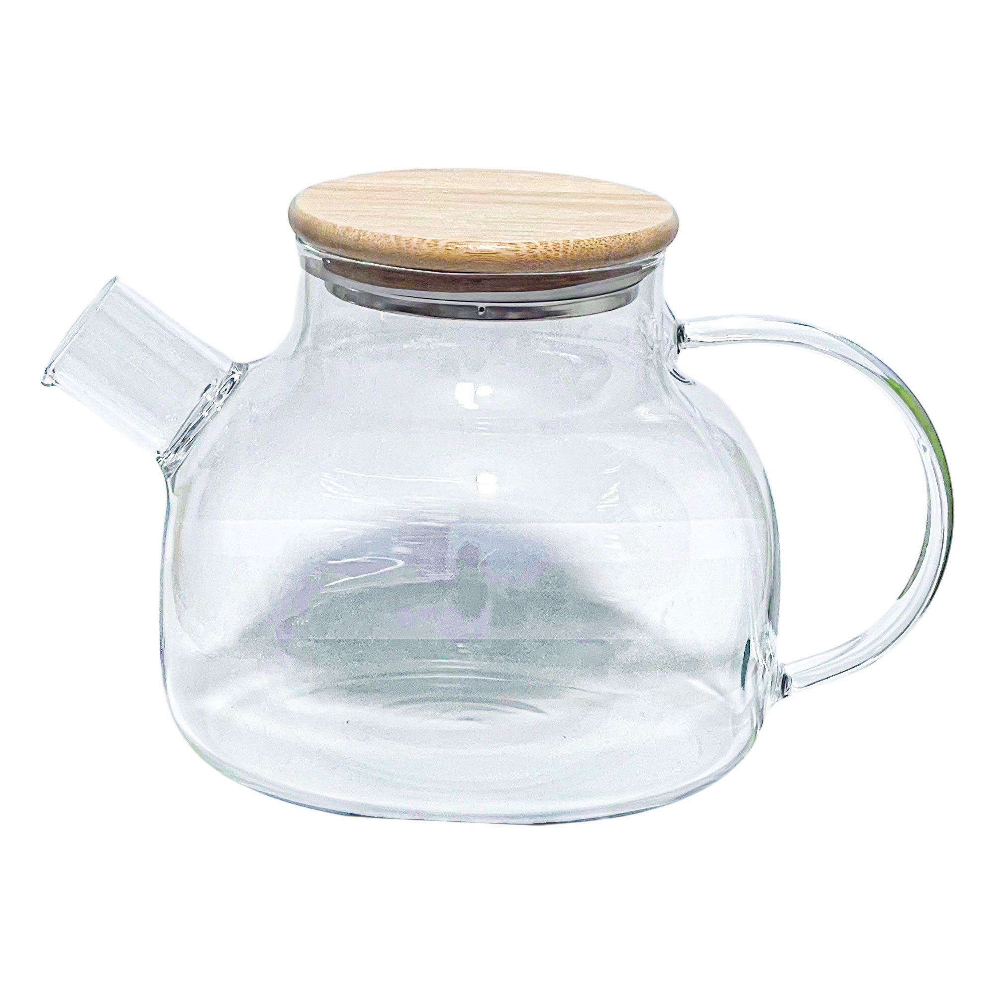 Chaleira Bule De Vidro Com Tampa Bambu 1 Litro