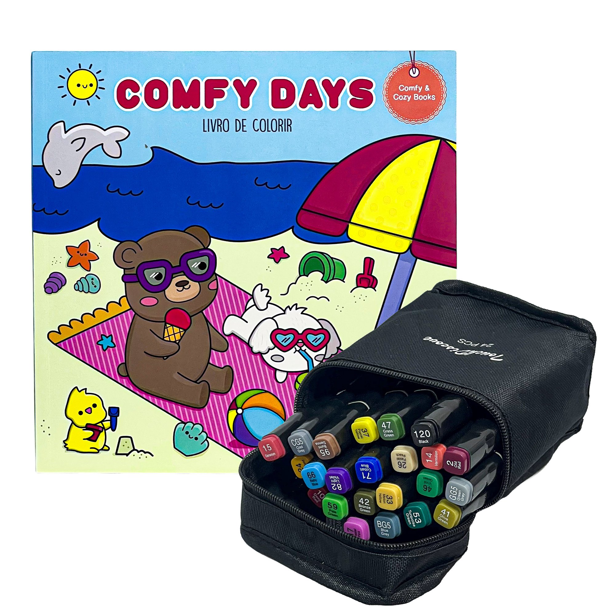 Livro De Colorir Comfy & Cozy Grande + 24 Marcadores Ponta Dupla - Imagem 9