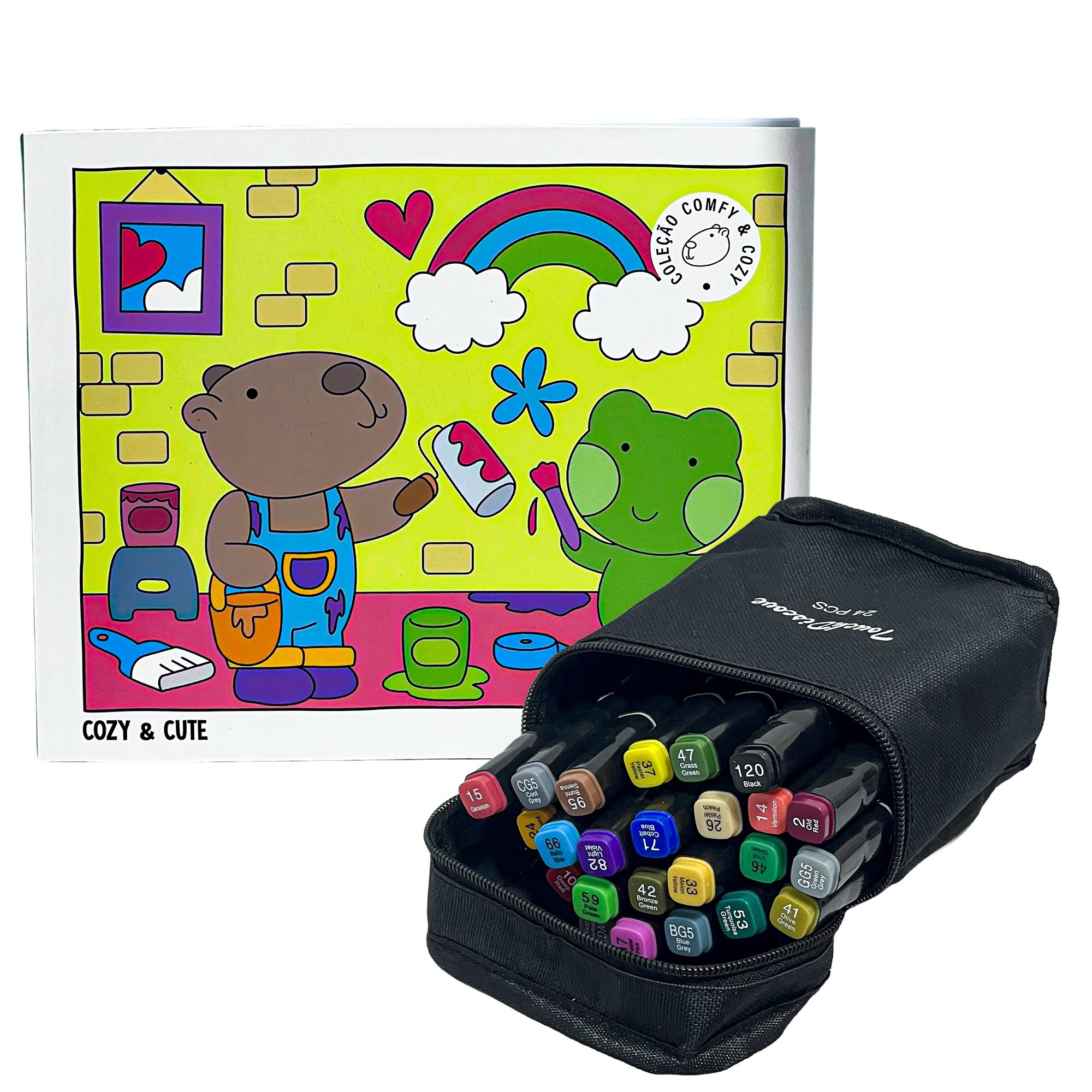 Livro De Colorir Coleção Comfy & Cozy + 24 Marcadores Ponta Dupla - Imagem 12