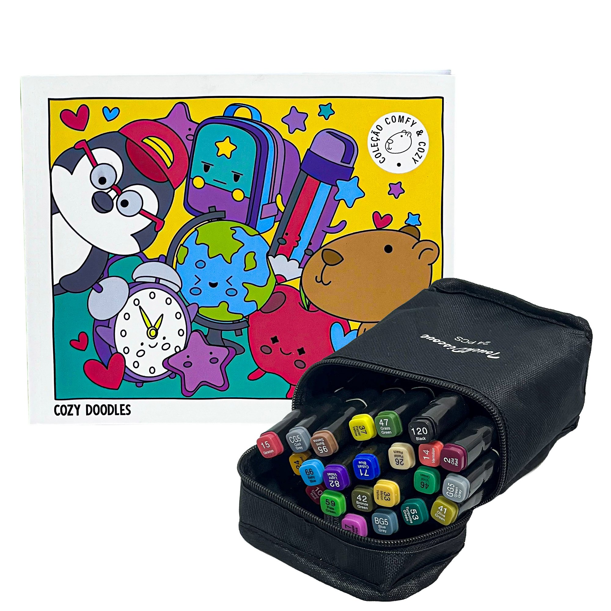 Livro De Colorir Coleção Comfy & Cozy + 24 Marcadores Ponta Dupla - Imagem 11
