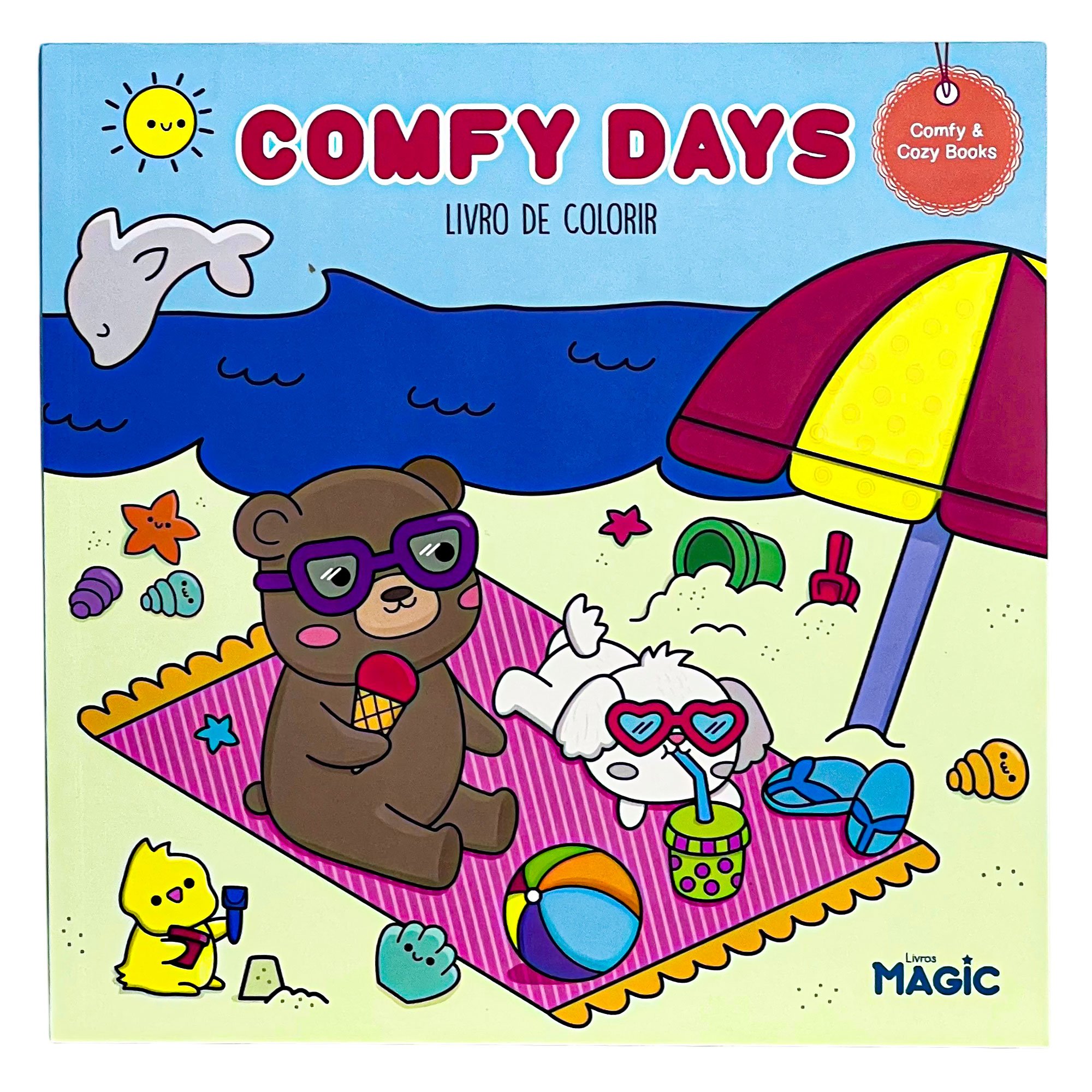 Livro De Colorir Comfy & Cozy Grande + 24 Marcadores Ponta Dupla