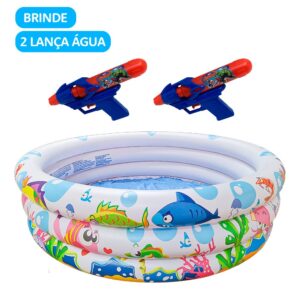 Piscina Inflável 100 Litros/ 3 Anéis + 2 Lança Água Brinde
