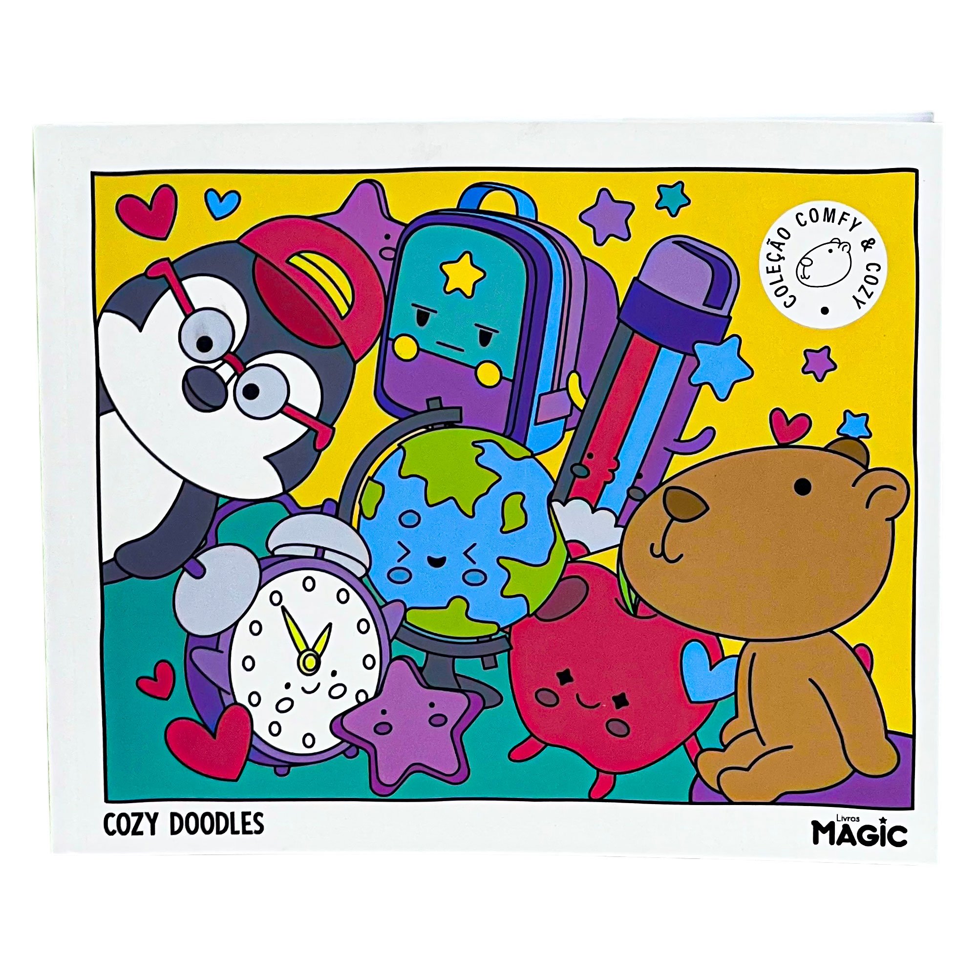 Livro De Colorir Coleção Comfy & Cozy + 24 Marcadores Ponta Dupla